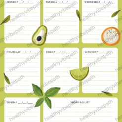 Green Weekly Diet Planner – Healthy & Delicious Choices