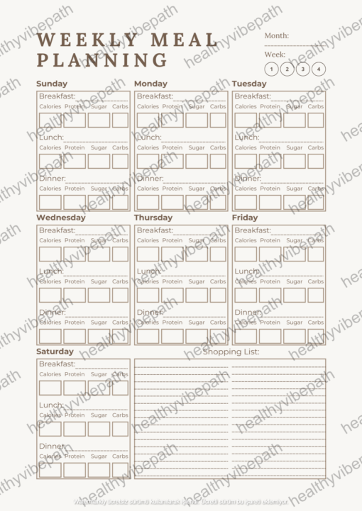 Weekly Meal & Diet Planner | Digital & Printable